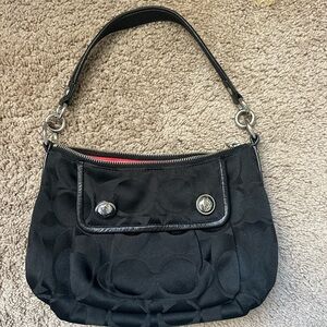 Coach Black Poppy Bag with Silver Accents